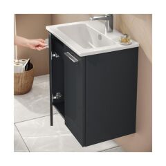 Ardea 69561 Banyo Dolabı Seti, Kapaklı, 60 cm, Parlak Antrasit