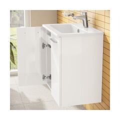 Ardea 69563 Banyo Dolabı Seti, Kapaklı, 60 cm, Parlak Beyaz