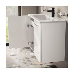 Ardea 67113 Banyo Dolabı Seti Kapaklı, 80 cm, Parlak Beyaz