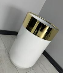 Dekoratif Gold Darbuka Parlak Beyaz Saksı 60cm