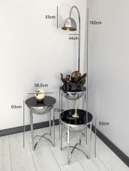 Lale Gümüş 3 Sehpalı Lambader Takımı