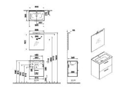 Mia 60 cm Çekmeceli altın meşe alt dolap + lavabo