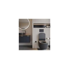 EG321 Elegant Rim-Off Kanalsız Duroplast Yavaş Kapanan Klozet Kapaklı Kömür Karası Mat Siyah Set