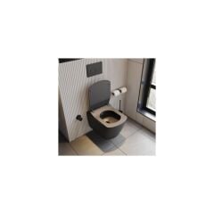 EG321 Elegant Rim-Off Kanalsız Duroplast Yavaş Kapanan Klozet Kapaklı Kömür Karası Mat Siyah Set