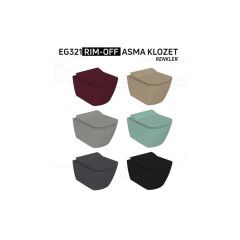 EG321 Elegant Rim-Off Kanalsız Duroplast Yavaş Kapanan Klozet Kapaklı Kömür Karası Mat Siyah Set