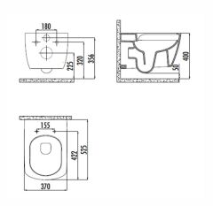 EG321 Elegant Rim-Off Kanalsız Duroplast Yavaş Kapanan Klozet Kapaklı Kömür Karası Mat Siyah Set