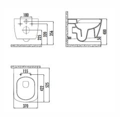 EG321 Elegant Kanalsız Siyah Asma Klozet + Siyah Klozet Kapaklı Kömür Karası + Mat Siyah Gömme rezervuar set