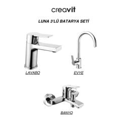 Luna Batarya Seti 3'lü Banyo - Lavabo - Evye