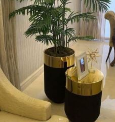 DEKORATİF GOLD BÜYÜK SAKSI, Darbuka Saksı 70 cm