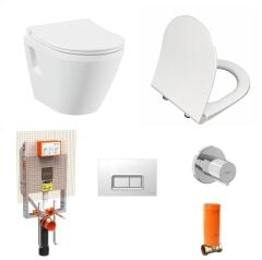 VitrA İntegra Rim-ex Kanalsız Asma Klozet + VitrA Slim Duroplast Klozet Kapağı + Gömme Rezervuar 7062L003-0850