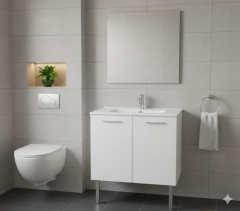 Vitra Mia 80 cm Beyaz Banyo Dolabı + Creavit 80 cm Ayna  SET