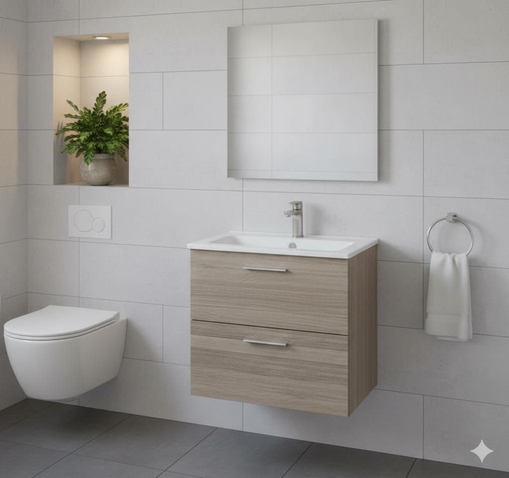 Vitra Mia 60 cm Cordoba Banyo Dolabı + Creavit 60 cm Ayna  SET