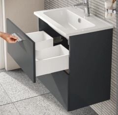 Vitra Mia 60 cm Antrasit Banyo Dolabı + Creavit 60 cm Ayna  SET