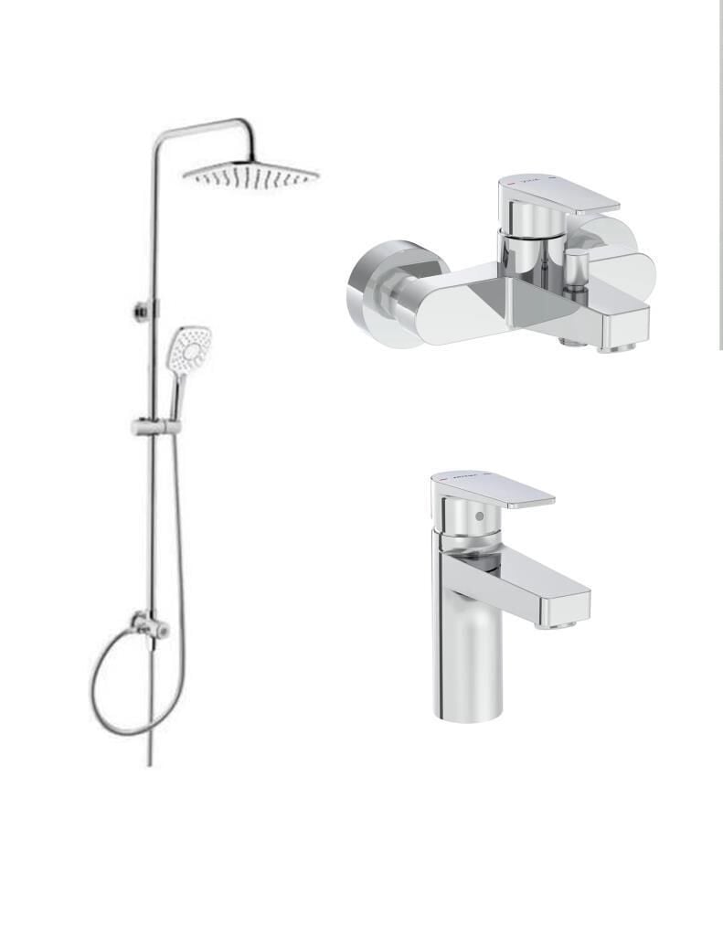 Artema Flow Square Krom Banyo Bataryası + Lavabo Bataryası + Artema Ls20 Joy 3S Robot Tepe Dus Seti