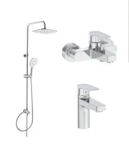 Artema Flow Square Krom Banyo Bataryası + Lavabo Bataryası + Artema Ls20 Joy 3S Robot Tepe Dus Seti