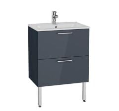 Vitra Mia 60 cm Antrasit Çekmeceli Ayaklı Banyo Dolabı + Creavit 60 cm Ayna  SET