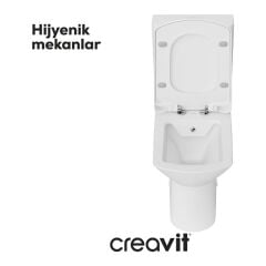 Nova Beyaz Kanalsız Duvara Sıfır Klozet Takımı NV361, Creavit Lara Yavaş Kapak