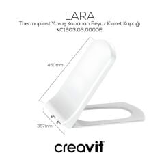 Nova Beyaz Kanalsız Duvara Sıfır Klozet Takımı NV361, Creavit Lara Yavaş Kapak
