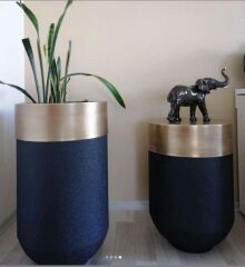 DEKORATİF ESKİTME BÜYÜK SAKSI , Darbuka Saksı ,70cm