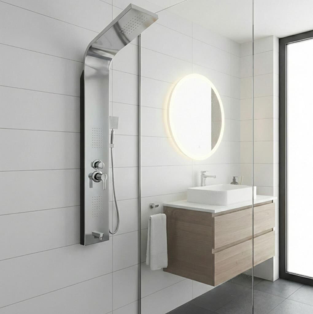 Piero Kuğu Inox(Gümüş) Duş Paneli, Dikey Duş Sistemi