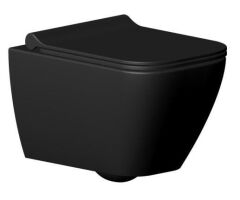 Seramiksan Saturn Rim-Out Kanalsız Mat Siyah Asma Klozet + Duroplast Yavaş Kapanır Kapak + VitrA Gömme Rezervuar Set