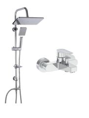 Artema Flow Square Krom Banyo Bataryası + Doppo Long Krom Tepe Duş Seti