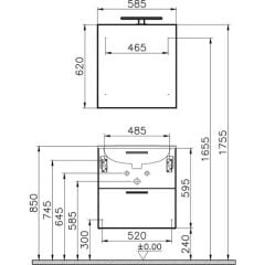 Vitra Mia Set 60 cm Banyo Dolabı Lavabo Dolabı 75021