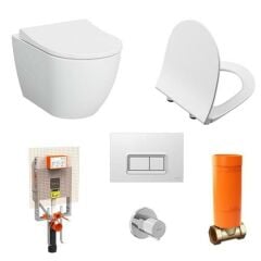 VitrA S60 Kanalsız Asma Klozet+VitrA Slim Duroplast Kapak+Gömme Rezervuar Set