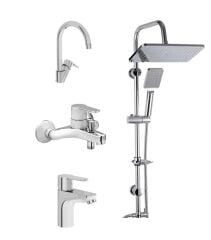 Artema Win S Banyo Bataryası + Lavabo Bataryası + Eviye Bataryası + Doppo Long Tepe Duş Seti