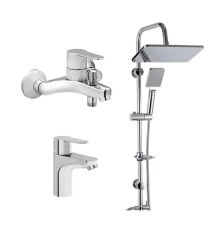 Artema Win S Banyo Bataryası + Lavabo Bataryası + Doppo Long Tepe Duş Seti