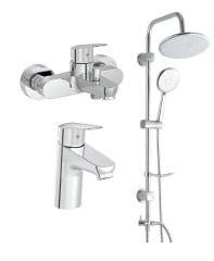 Artema Flow Round Banyo Bataryası + Lavabo Bataryası + Duxxa Bolero Duş Sistemi Set