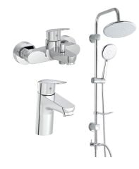 Artema Flow Round Banyo Bataryası + Lavabo Bataryası + Duxxa Bolero Duş Sistemi Set