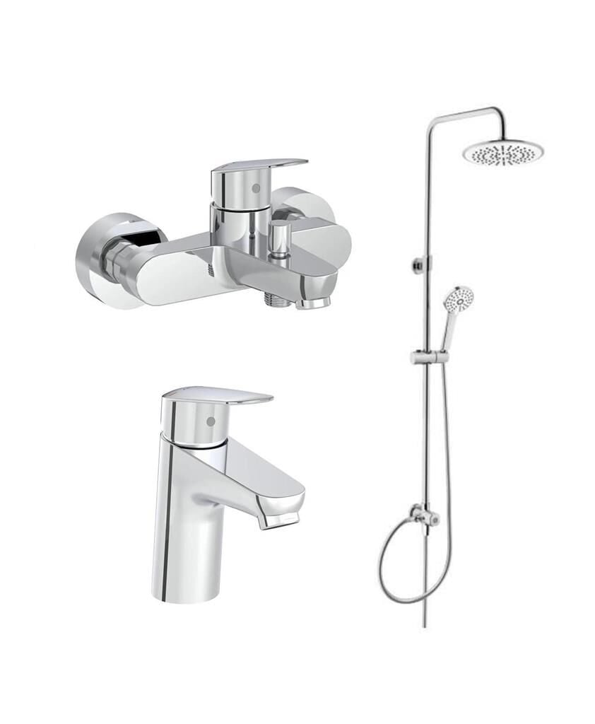 Artema Flow Round Banyo Bataryası + Flow Round Lavabo Bataryası + Artema 3c Duş Seti A45786