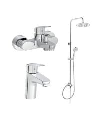 Artema Flow Round Banyo Bataryası + Flow Round Lavabo Bataryası + Artema 3c Duş Seti A45786