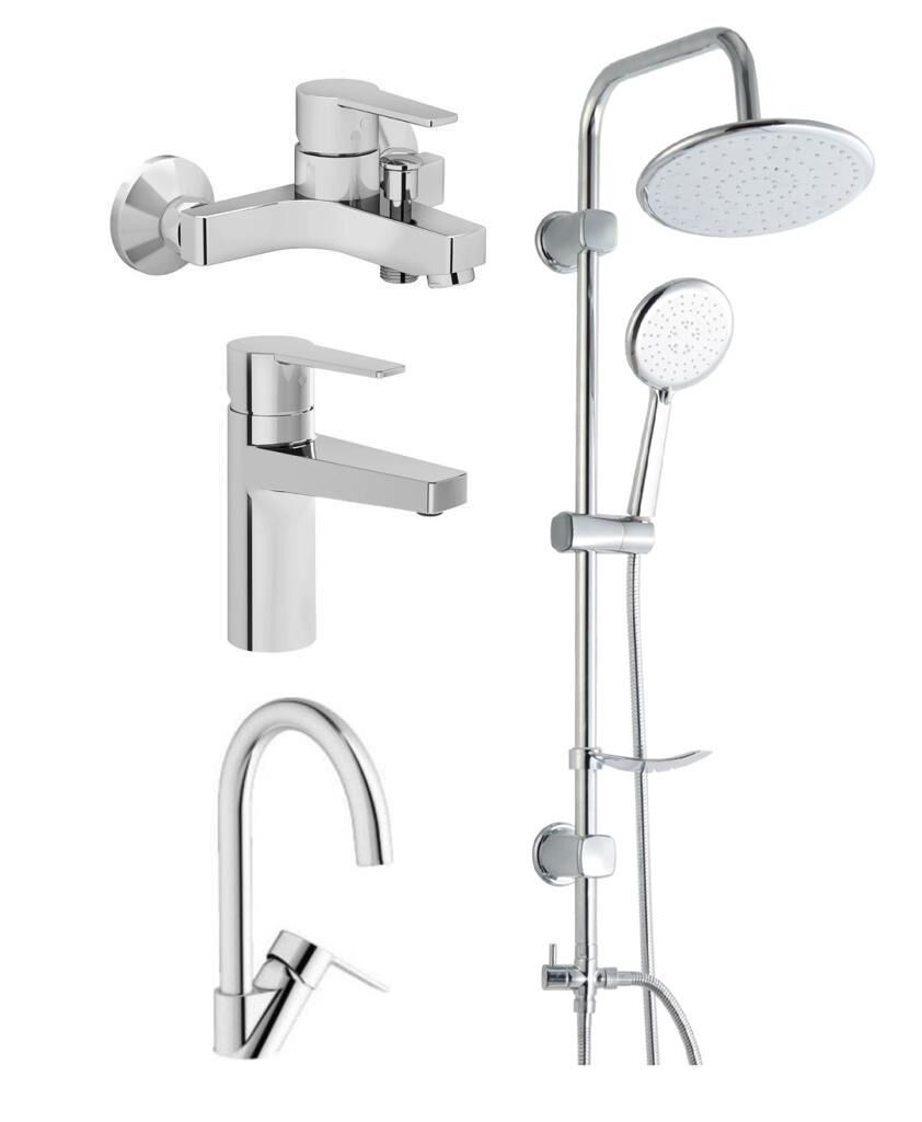 Artema Nora S Banyo Bataryası + Lavabo Bataryası + Eviye Bataryası + Duxxa Bolero Tepe Duş Seti