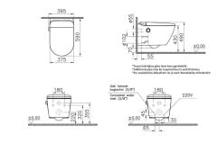 VitrA V-Care Ultra Akıllı Beyaz Asma Klozet Temassız 60 Cm 7234B003-9999