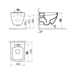 Creavit Terra Rim-Off Asma Klozet + Creavit Duck Yavaş Kapanır Kapak