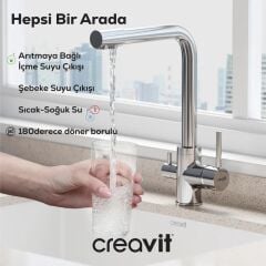 Creavit Su Arıtma Çıkışlı Mutfak Armatürü, Eviye Bataryası