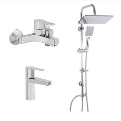 Artema Nora S Banyo Bataryası + Lavabo Bataryası + Doppo Long Duş Seti