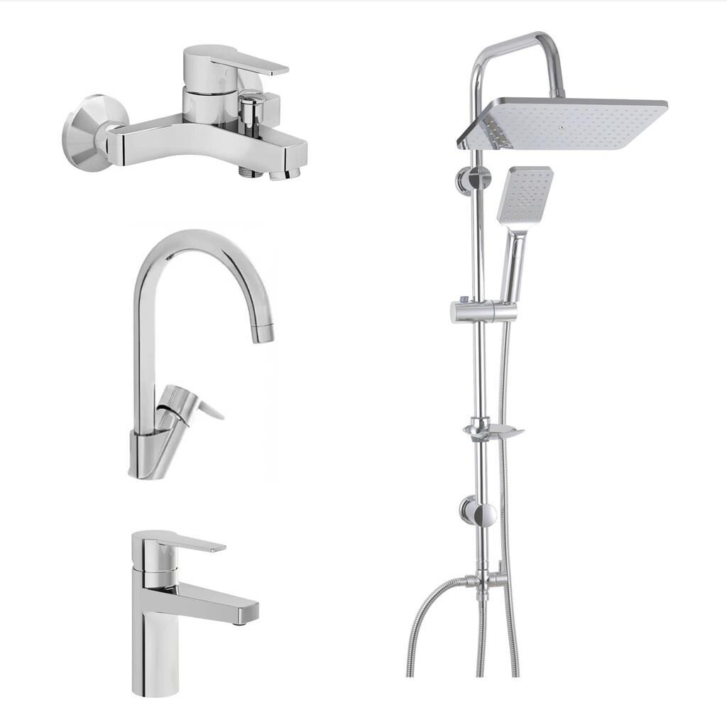 Artema Nora S Banyo Bataryası + Lavabo Bataryası + Eviye Bataryası + Doppo Long Duş Seti