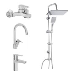 Artema Nora S Banyo Bataryası + Lavabo Bataryası + Eviye Bataryası + Duxxa Mirage Duş Seti
