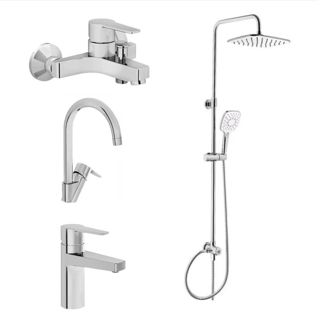 Artema Nora S Banyo Bataryası + Lavabo Bataryası + Eviye Bataryası + Artema 3S Duş Sistemi