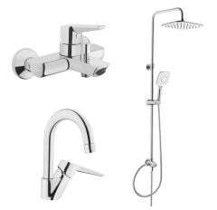 Artema Solid S Banyo Bataryası + Kuğu Lavabo Bataryası + 3S Duş Sistemi