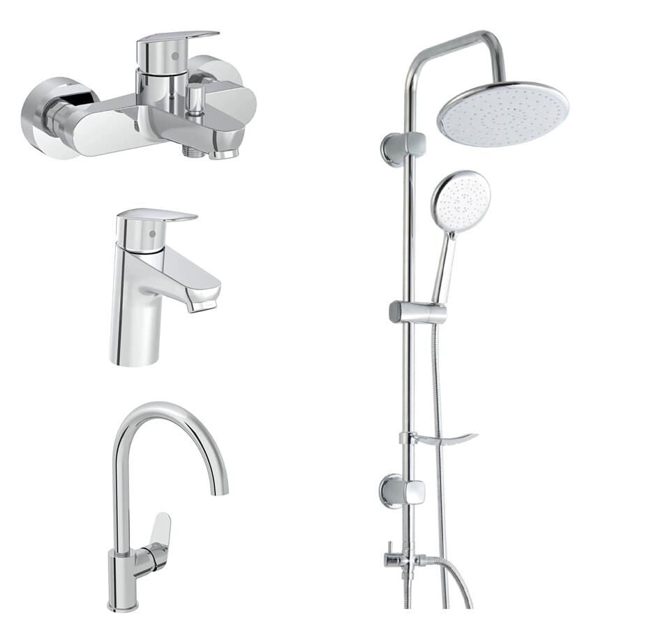 Artema Flow Round Banyo + Lavabo + Eviye Bataryası + Duxxa Bolero Duş Seti