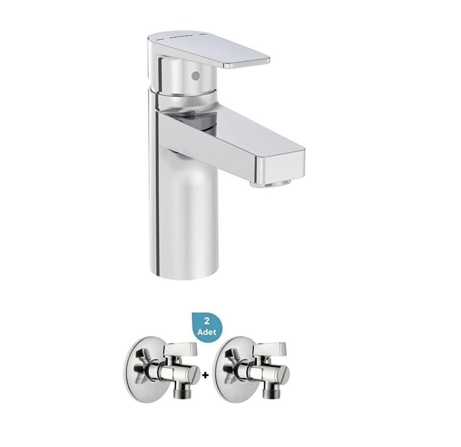 Artema Flow Square Lavabo Bataryası + 2'li Ara Musluk