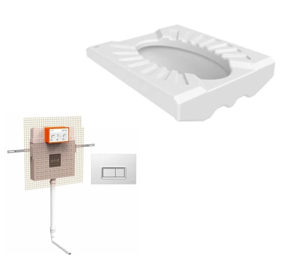 Creavit Omega Çevre Yıkamalı Hela Taşı + VitrA Gömme Rezervuar Set