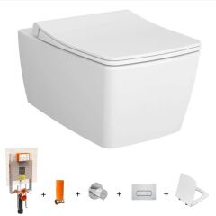 VitrA Metropole Rim-Ex Kanlasız Asma Klozet + Duroplast Yavaş Kapak + Gömme Rezervuar SET