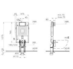 VitrA Metropole Rim-Ex Kanlasız Asma Klozet + Duroplast Yavaş Kapak + Gömme Rezervuar SET