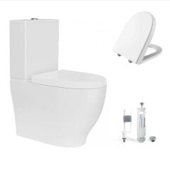Creavit Mare Duvara Sıfır Kanalsız Klozet + Rezervuar + Duroplast Kapak + Çift Basmalı İç Takım SET