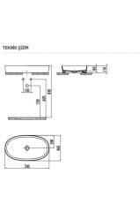 Lp170 Loop Tezgah Üstü Oval Çanak Lavabo 40x70 Cm